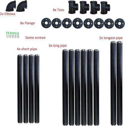 Yuanshikj 2Pc (42" tall 12" deep, 3/4") Industrial Wall Mount iron Pipe Shelf Shelves Shelving Bracket Vintage Retro Black DIY Open Bookshelf Storage Home Kitchen (2 Pcs 3Tier Hardware only)