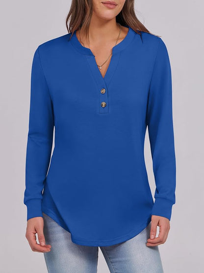 ANRABESS Women's Long Sleeve Shirts 2026 Spring Fashion Dressy Casual Tops Trendy Henley Blouses Cute Work Outfits Clothes