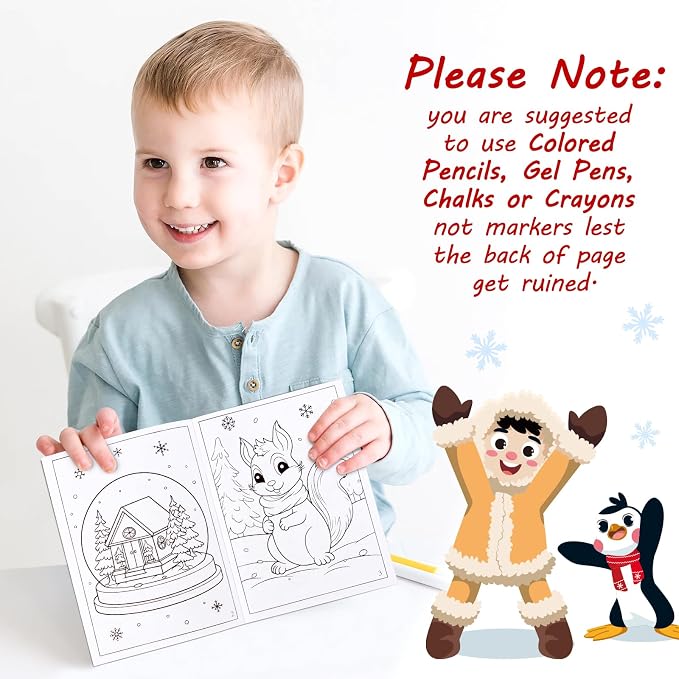 90shine 24PCS Winter Coloring Books Party Favors for Kids - Bulk Christmas Goodie Bag Stocking Stuffers Gifts Ages 2-4 3-5 4-8
