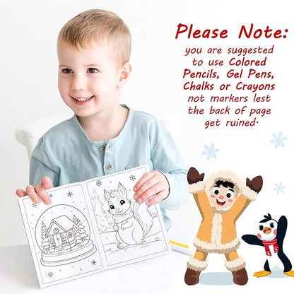 90shine 24PCS Winter Coloring Books Party Favors for Kids - Bulk Christmas Goodie Bag Stocking Stuffers Gifts Ages 2-4 3-5 4-8