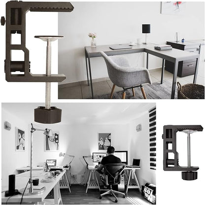 Replacement Heavy Duty C Clamp for 1/2” Base Magnifying Lamp,Desk Lamp,Swing Arm Lamp,Phone I pad Mount,Tablet Mic Holder,Table Mount Clamp for Microphone Stand Mic Boom Arm (G2 BLACK)