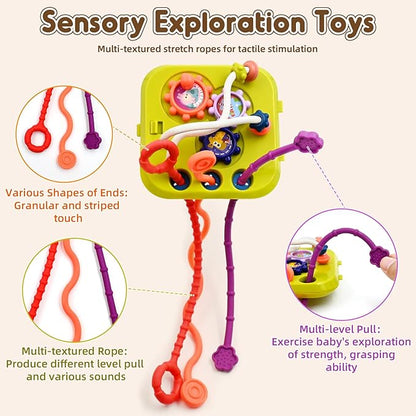 AiTuiTui Multifunction Baby Sensory Montessori Activity Cube Toys, Shape Sorter Early Learning Educational Interactive Toys for Infant Toddlers Boy Girl, Birthday Gifts Easter Basket Stuffers