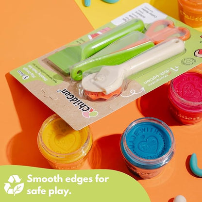Childgen Play Dough Tools Set for Kids 6 Piece Modeling Clay Tools Kit with Cutter Roller, Scissors, Spatula & Tongs Creative Sensory Play Dough Accessories for Toddlers & Preschoolers
