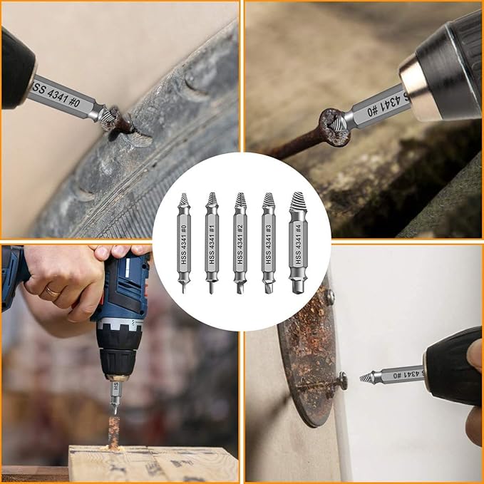 Damaged Screw Extractor Set,Christmas Stocking Stuffers for Adults Men Him | Gifts for Men,Mens Gifts for Dad,Husband,Stripped Screws Bolt Drill Bit Tools for Easy Removal of Rusty Broken Screw