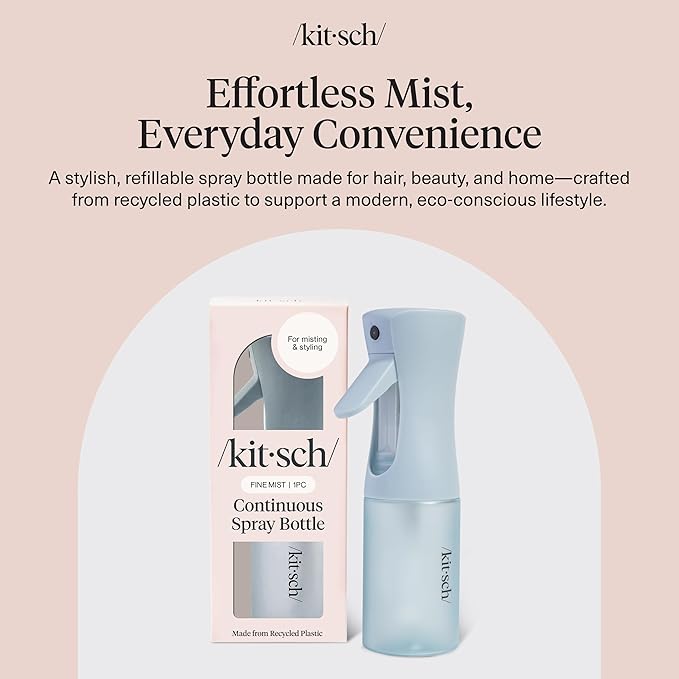 Kitsch Continuous Spray Bottle for Hair – Haze Blue, 150ml | Fine Mister Spray Bottle & Water Spray Bottle – Recycled Hair Spray Bottle – Spray Bottles for Cleaning, Styling, & More