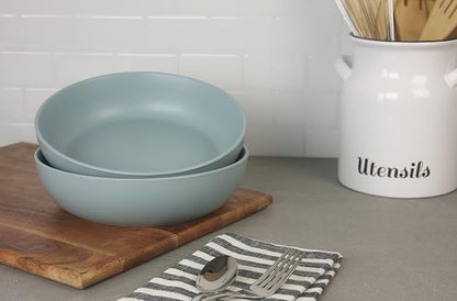 10 Strawberry Street Wazee Matte 9"/48oz Serving Bowl, Set of 2, Mineral Blue