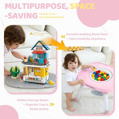 Time Followers® 6-in-1 Baby Activity Center | 4 Stage Montessori-Inspired Toys | Grow Stationary Standing Toddler Table | Jumpers & Bouncers | Must Have for Boy & Girl 6, 12, 24+ Month Old (Pink)