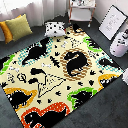 Dinosaur Rugs for Boys Bedroom - Kids Bedroom Rug Dinosaur Pattern Area Rug Kids Play Rugs for Boys Dinosaur Bedroom Decor for Boys Colorful Dinosaur Print Area Rug Kids Rugs for Bedroom,3'×4'