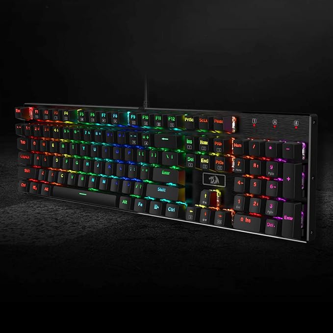 Redragon K556 Wired RGB Mechanical Gaming Keyboard, 104-Key Aluminum Board | Rock-Solid Metal Build, 20 Backlits Immersive ESports Vibe, Hot-swap Comfortable Tactile Brown Switch for Long-Time Typing