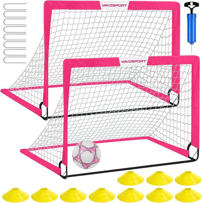 Kids Soccer Goals for Backyard Set - 2 of 4' x 3' Portable Soccer Goal Training Equipment, Pop Up Toddler Soccer Net with Soccer Ball, Soccer Set for Kids and Youth Outdoor Games, Sports, Play