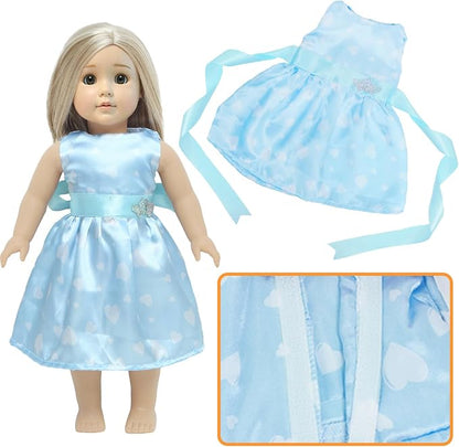 5 Sets 18 Inch Girl Doll Wedding Gown, Fashion Clothes and Accessories, 1 Bride Gown with Veil, 4 Satin Doll Dresses, Gift for American Doll Clothing