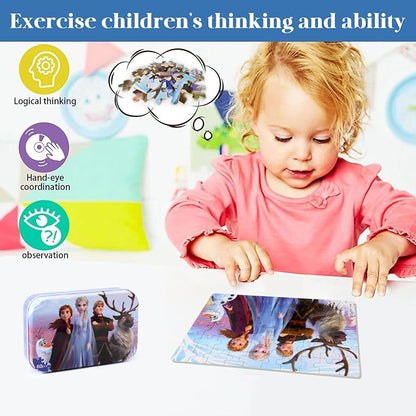 MZZOTOY Puzzles for Kids Ages 4-8, 60 Pieces Puzzles for Kids Ages 3-5 in a Metal Box Girls and Boys Learning Educational Jigsaw Puzzle Toys Gifts