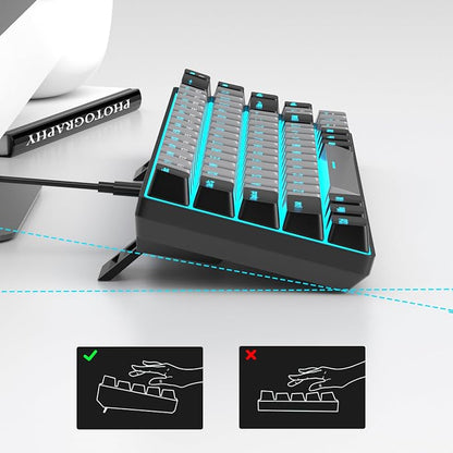 MageGee Portable 60% Mechanical Gaming Keyboard, MK-Box LED Backlit Compact 68 Keys Mini Wired Office Keyboard with Blue Switch for Windows Laptop PC Mac - Grey/Black