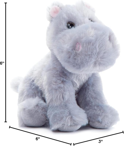 The Petting Zoo Hippo Stuffed Animal Plushie, Gifts for Kids, Wild Onez Babiez Zoo Animals, Hippo Plush Toy 6 inches