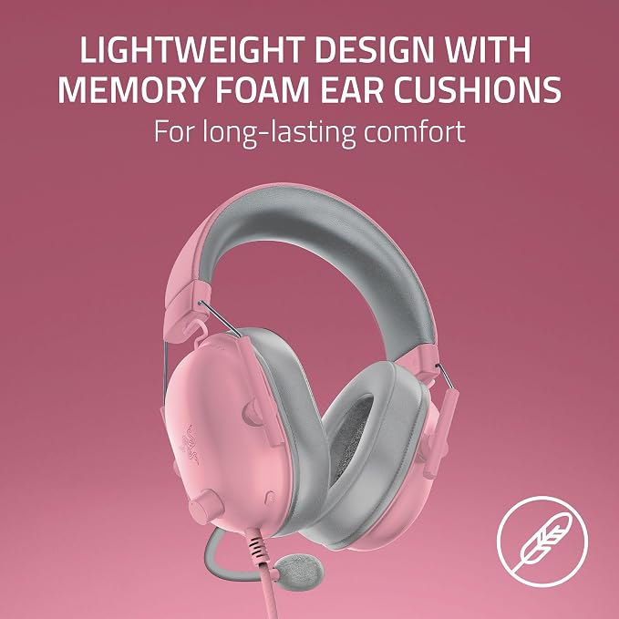 Razer BlackShark V2 X Wired Xbox Gaming Headset, Pink | 50mm Drivers, Cardioid Mic, Lightweight, Comfortable Noise Isolating Earcups, For Xbox Series X, Series S, PS5, PC, Switch