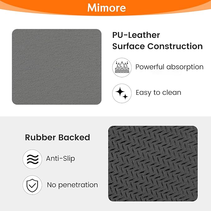 Mimore Coffee Mat - 12x19 Inch Countertop Mat - Absorbent, Hides Stains, Rubber Backed - Dish Drying Mat Fits Under Coffee Maker, Espresso Machine