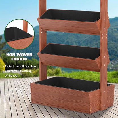 Wooden Vertical Raised Garden Bed, 5 Tier Garden Planters Raised Beds Freestanding Plant Stand Flower Rack Wooden Planter Box for Plants Herbs Flowers Vegetables Outdoor Indoor Gardening