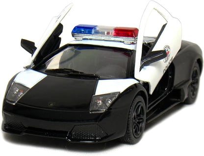 KiNSMART Lamborghini Murcielago LP640 1:36 Scale 5" Die Cast Model Super Sports Car Toy (Black Police)