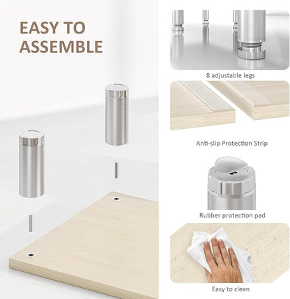 AX Waber Dual Monitor Riser - Adjustable Length & Angle, Wooden Stand for 2 Monitors with Storage