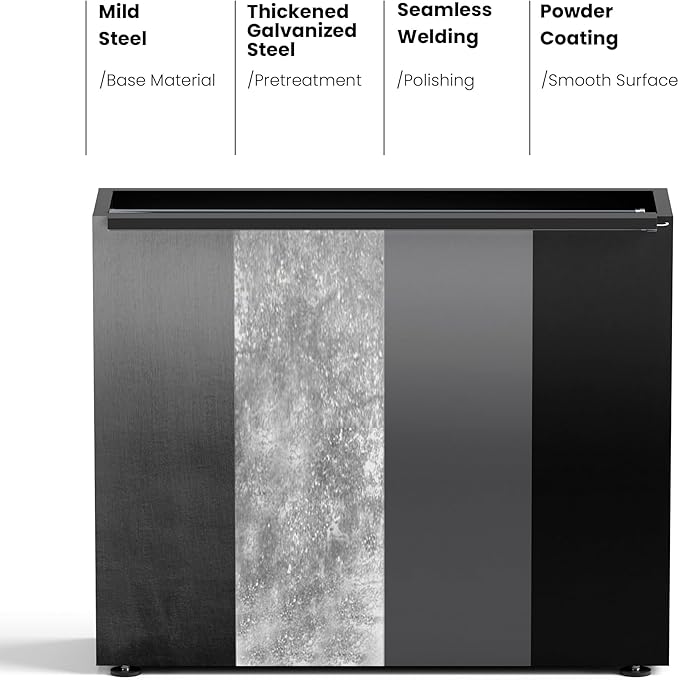 GSK Black Metal Planter Box with LED Light 30"H×10"W×37.9"L Span Rectangular Flower Trough Lighting Up Indoor Rectangle Insert Drainage Holes Garden Plants Outdoor Separation Space Garden Patio Porch