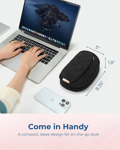 BAGSMART Travel Cord Organizer Electronics Case, Double Layers Puffer Cable Organizer Bag Travel Essentials for Women, Tech Organizer Case for Charger, Phone, Flash Drive - Black
