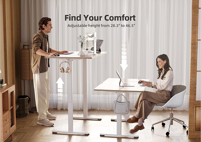 YDN 63 x 24 Inch Nature Electric Standing Desk | Adjustable Height, Sit Stand, Cable Management, Ergonomic, Home Office