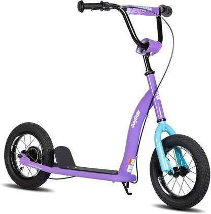 JOYSTAR Kick Scooter for Kids 5+ Teens & Youth, Lightweight Kids Scooter with Adjustable Handlebar, 2 Wheel Scooter for Boys & Girls, 12" Inflatable Wheels Rear Drum Brakes