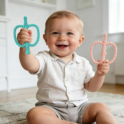 Fu Store Hollow Teether Tube 5 Pack Apple Shape Chew Straw Sensory Toy for Infant Toddlers Silicone Tubes Teething Toys for Babies 0-6 0-12 0-36 Months Gifts Teething Relief Soothing Gums