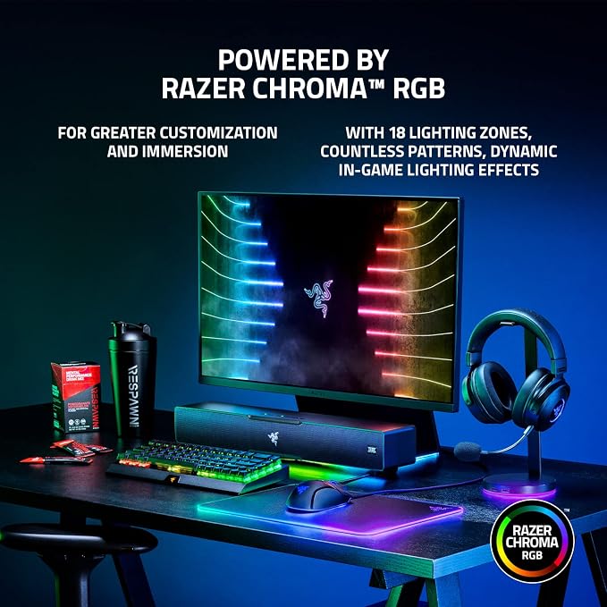 Razer Leviathan V2, Multi-Driver PC Gaming Soundbar w/Subwoofer, Black