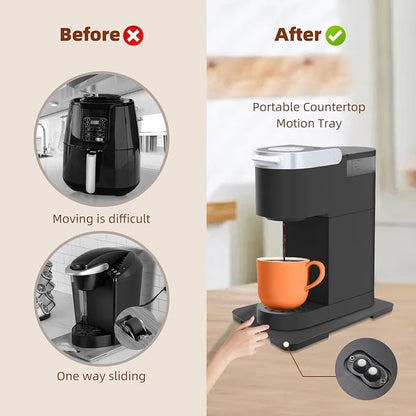 360° Rolling Tray Bamboo Appliance Slider for Kitchen Appliances | Sliding Tray for Coffee Maker Appliances Mat Easily from Under The Cabinet Black (13.9"×9.4")