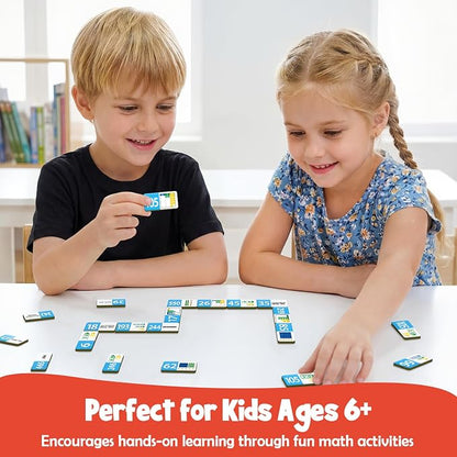 Kasfalci Place Value Dominoes Set Flash Cards, 50 PCS Math Learning Games for Kids, Montessori Counting Toys, Math Skills, Math Manipulatives, Preschool Kindergarten Classroom Must Haves,1-3 Grade