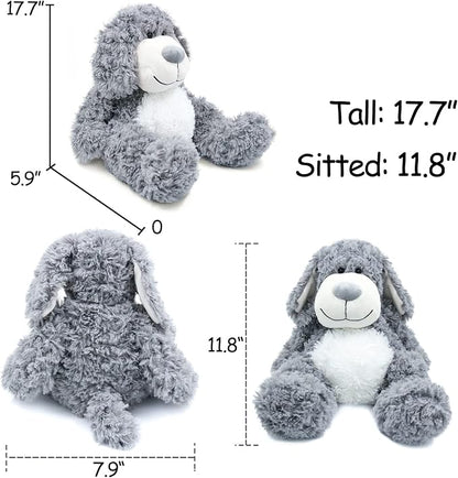 WEIGEDU Smiling Gray Puppy Dog Stuffed Animal Plush Toys– Soft Shaggy Plush with Floppy Ears & White Belly, Cuddly Toy for Kids Boys Girls Birthday Nursery Bedtime Easter Gifts, 17.7 inches