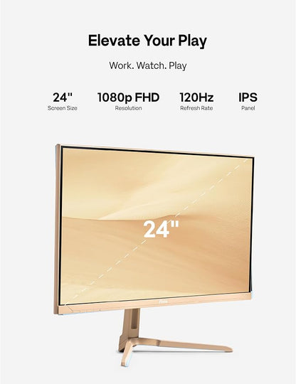 Pixio PX246 Wave Beige 24 inch 120Hz Refresh Rate FHD 1080p Resolution IPS Panel 4ms GTG Response Time Gaming Monitor with Adaptive Sync