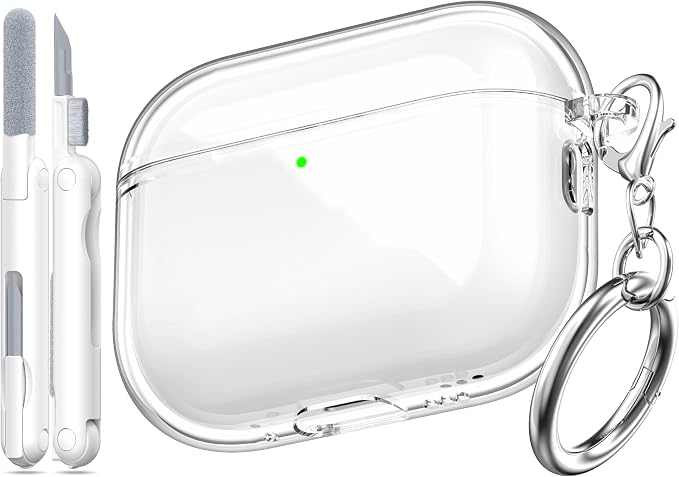 for AirPods Pro 3 Clear Case 2025, Military-Grade Shockproof, Soft TPU Highly Transparent Anti-Yellowing for AirPods Pro 3 Case with Cleaning Kit & Cute Round Buckle, Clear White