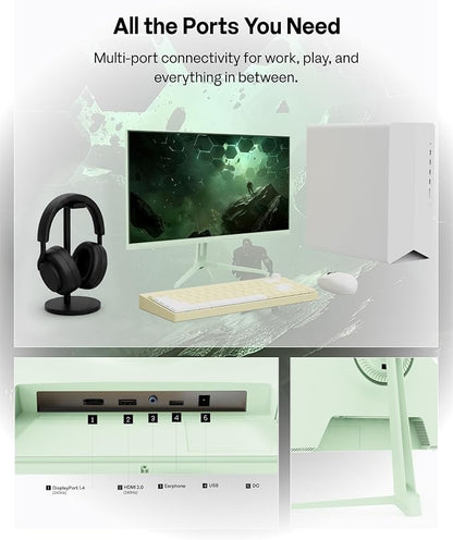 Pixio PX249 Wave Mint Green 24 inch 240Hz Refresh Rate FHD 1080p Resolution Fast IPS Panel 1ms GTG Response Time Built-in Speakers Gaming Monitor with Adaptive Sync