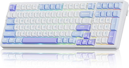 VGN V98ProV3 Gaming Keyboard, Tri-Mode Wireless Custom Mechanical Keyboard | Hot Swappable Gasket Keyboard , Bluetooth 2.4G USB-C, RGB Backlit Computer Keyboards for PC Mac, Pre-lubed Cow Switch, Purple