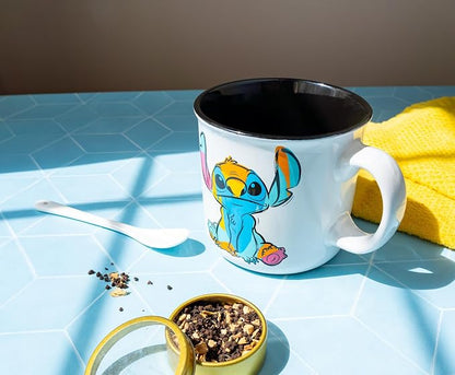 Silver Buffalo Disney Lilo and Stitch Ohana Abstract Ceramic Camper Mug, 20 Ounces