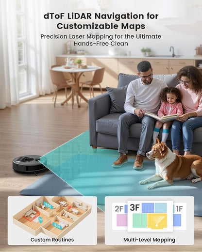 Lefant Robot Vacuum and Mop, Upgraded LiDAR Navigation, 450ml Visible Dustbin, Strong Suction, Multi-Floor Mapping, Self-Charge, WiFi/Alexa/APP, Multi-Surface Cleaning, M330 Pro Grey