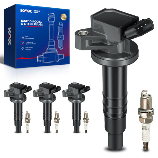 KAX 4-Pack Ignition Coils and Double Iridium Spark Plug Set for Toyota Corolla 1999-2004 2007-2008, Corolla 2005-2006 1.8L, Matr