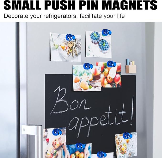 LOVIMAG Fridge Magnets 20Pcs, Magnet for Refrigerator Whiteboard, Blue | Small Strong Neodymium Metal Cute Push Pin for Classroom, Kitchen, Accessories Decorative, Office, Calendar