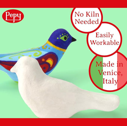 Pepy Premium European Air Dry Modeling Clay White 1.1 lb Bar, Easy to Use Air-Hardening Clay for Classroom and Montessori Sculpting and Crafts Projects