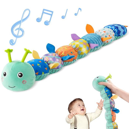 Sumobaby Baby Toys Musical Caterpillar, Stuffed Animal Activity Soft Toys with Teether,Multi-Sensory Crinkle, Rattle and Textures, for Tummy Time Baby Toys 0 to 12 Months Boys,Girls,Caterpillar(Blue)