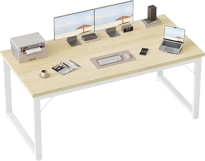 Mericonia 54 Inch Computer Desk, 1" Thick Large Office Table, Oak | Modern Simple Style, Heavy Duty Industrial Frame, Large Study & Writing Table for Home Bedroom Work