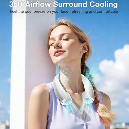 Portable Neck Fan, 6 Speeds Rechargeable Personal Fan with AI Chips, Hands-Free 360° Faster Cooling Wearable Fan, Ultra Quiet for Home, Office, Travel, Indoor, Outdoor - Grey