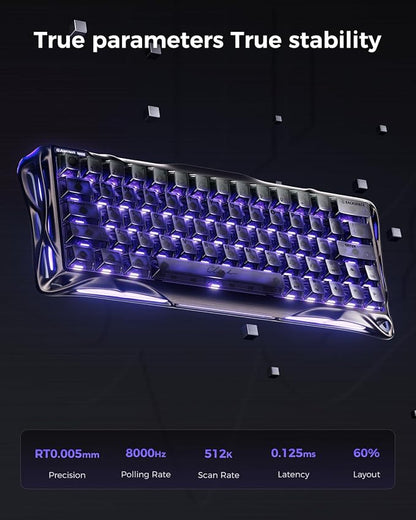 GravaStar Mercury V60 Pro 60% HE Magnetic Gaming Keyboard, True 8kHz Polling Rate, 0.125ms Latency, Dynamic Rapid Trigger, 0.005mm Adjustable Actuation, Full Aluminum Frame