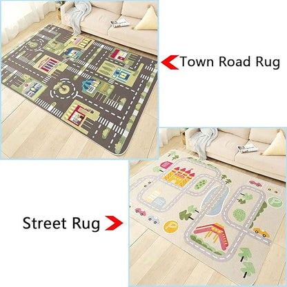 Kid Rug Carpet Playmat for Toy Cars and Train，Play Area Rug with Rubber Backing，Fun Throw Rug，Ideal Gift for Children Baby Bedroom Play Room(120×160cm/47×63in)