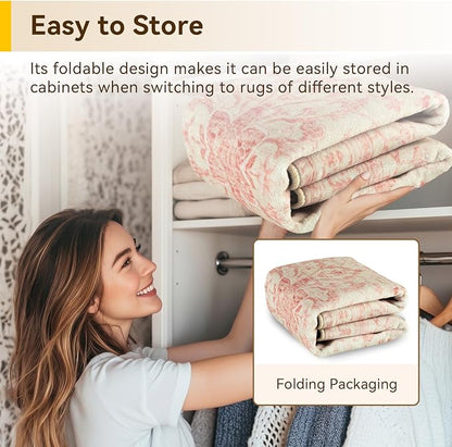 RELEANY Area Rugs Runner 2'x6' Washable Non-Slip, Floral Vintage Distress Medallion Carpet for Kitchen Hallway Bedroom Beside Laundry Room Bathroom, Pink Light Vintage Pink