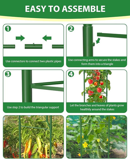 8 Pack Tomato Cages for Garden, 51in*13in Adjustable Tomatoes Plant Stakes Support Cages Trellis, Garden Trellis for Vegetable Flowers Fruits Climbing Plants- 20 Binding Wires Included
