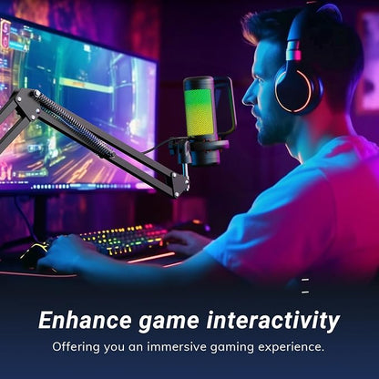TONOR Gaming Microphone Set with Boom Arm, Vocal Condenser Microphone for Content Creators, USB Mic for PC with Stand, RGB, Tap Mute, Gain Control, Gaming Equipemnt, Twitch, Streaming, TC310+ | Boom Arm Set, USB Mic with Controllable Light, One Tap Mut...