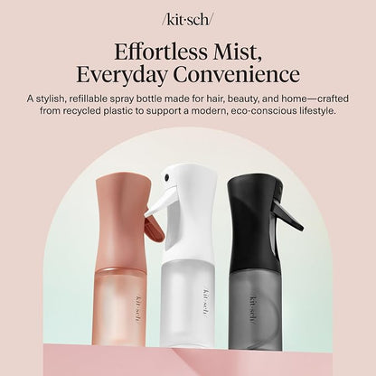 Kitsch Continuous Spray Bottle for Hair – Black, 150ml | Fine Mister Spray Bottle & Water Spray Bottle – Recycled Hair Spray Bottle – Spray Bottles for Cleaning, Styling, & More